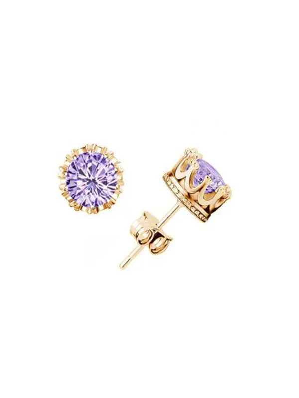 Crown Pattern Zircon Earrings