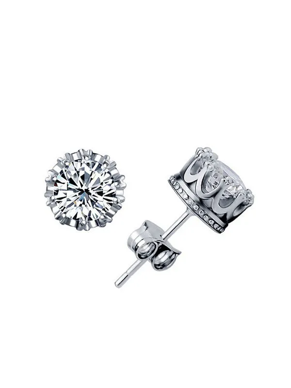 Crown Pattern Zircon Earrings
