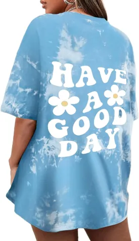 CSDAJIO Women's Trendy Oversized T Shirt Graphic Tee Crewneck Short Sleeve Loose Cute Going Out Summer Tops