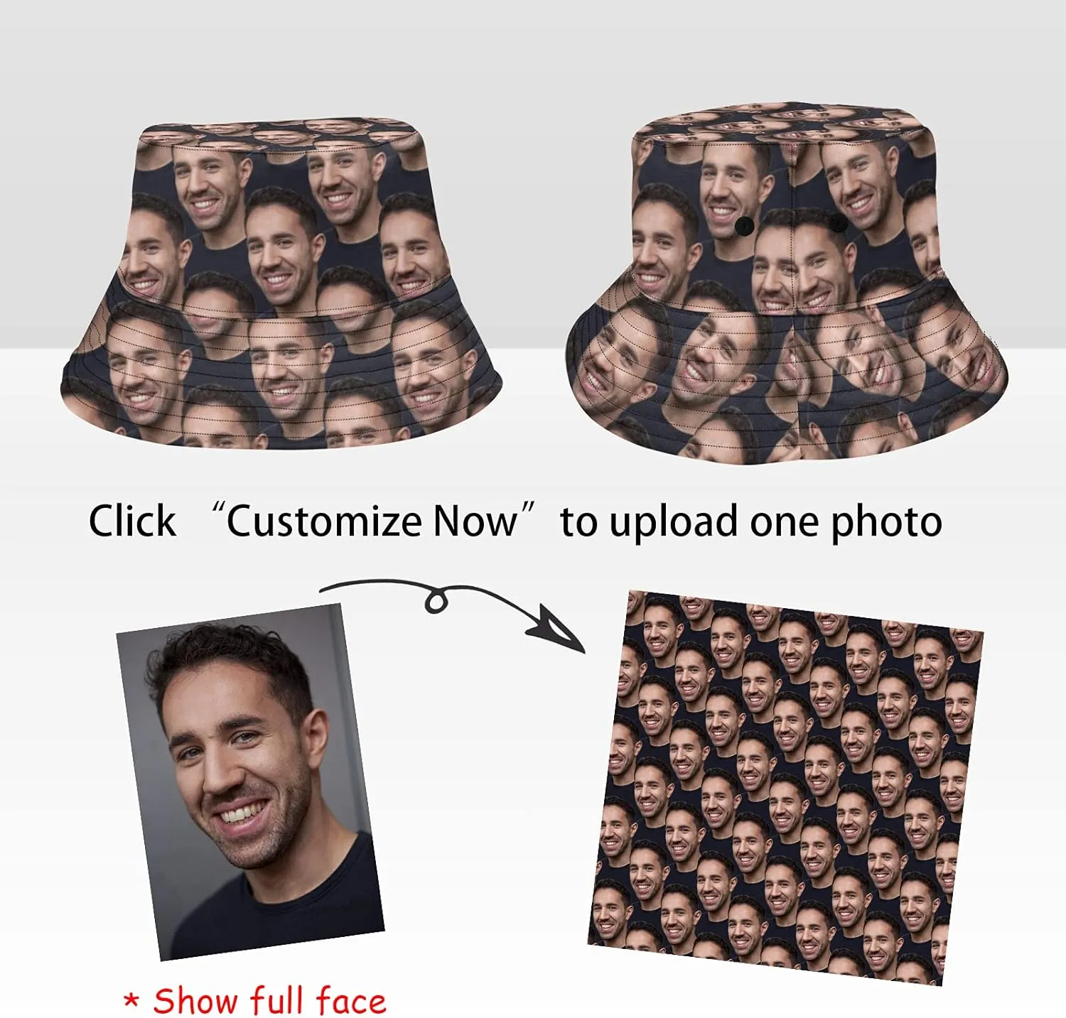 Custom Hats for Men or Women Design Your Own Photo Personalized Face All Over Print Baseball Cap