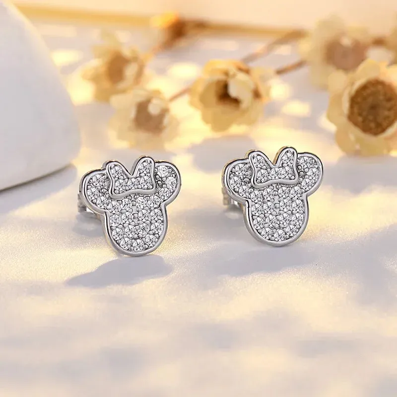 Cute cartoon Mickey zircon earrings female Mickey Mouse earrings Jewelry for Ladies Gift