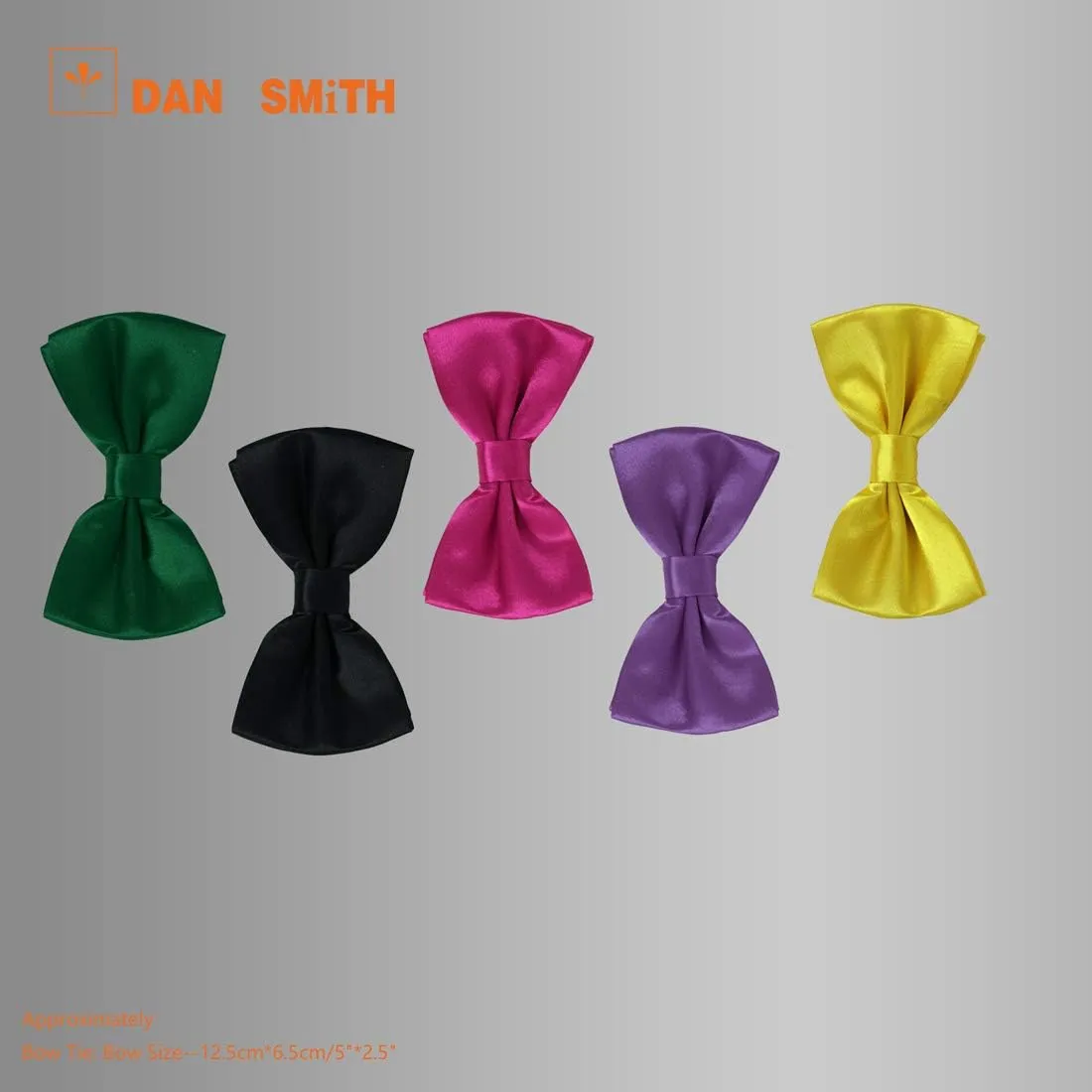 Dan Smith Silk Blend Bowties For Men 25.6"-Neck-Size Clip-On Adjustable Bundle Pre-Tied Bowties
