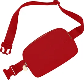 DANCOUR Vegan Leather Belt Bag for Women  Red Fanny Pack Crossbody, Stylish Large Waist Bag, Trendy Crossbody Belt Bag, Everywhere Fanny Pack for Travel, Fashionable Faux Leather Bag