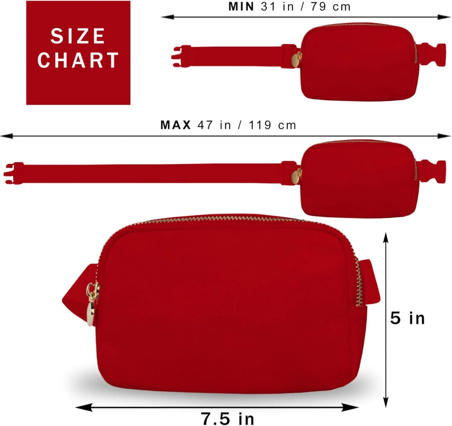 DANCOUR Vegan Leather Belt Bag for Women  Red Fanny Pack Crossbody, Stylish Large Waist Bag, Trendy Crossbody Belt Bag, Everywhere Fanny Pack for Travel, Fashionable Faux Leather Bag
