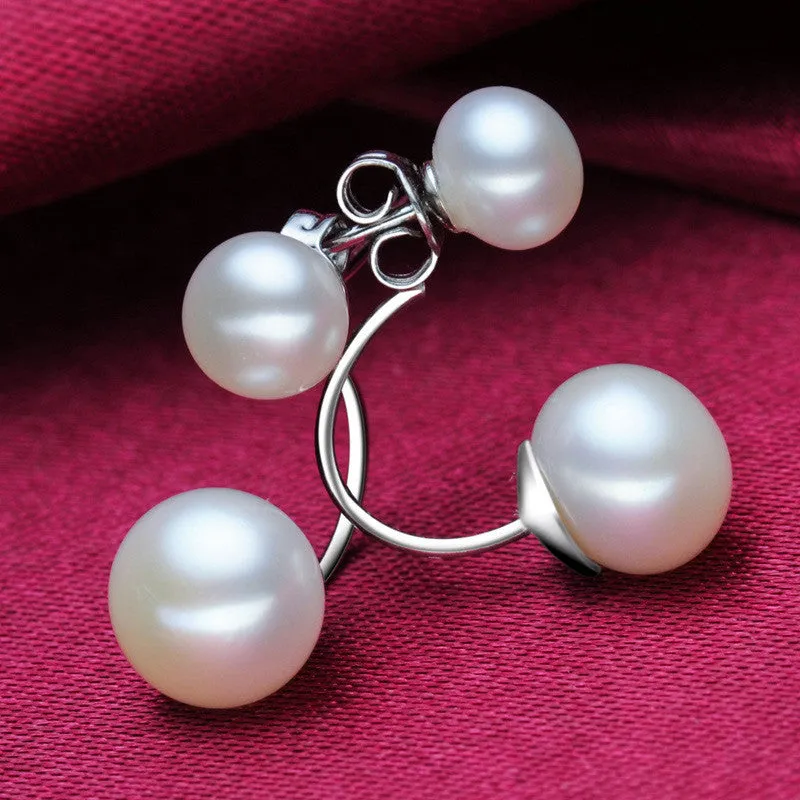 Double sided earring the luxurious atmosphere Natural Freshwater Pearl Earrings Jewelry for women wedding jewelry