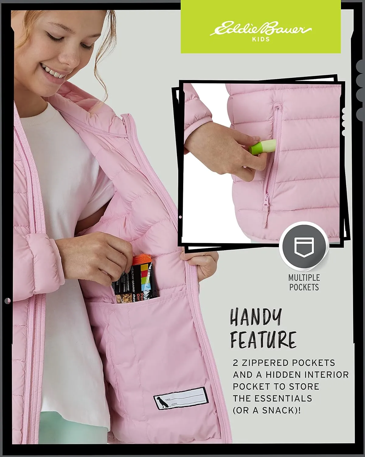 Eddie Bauer Girls' Jacket - CirrusLite Weather Resistant Down Coat for Girls - Insulated Quilted Bubble Puffer (3-20)