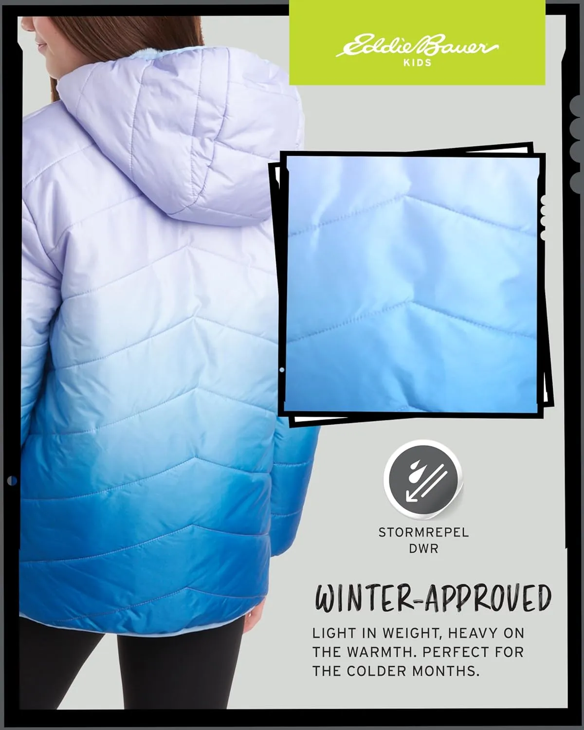 Eddie Bauer Girls' Reversible Jacket - Deer Harbor Waterproof Lightweight Puffer Coat with Faux Shearling Lining (5-20)