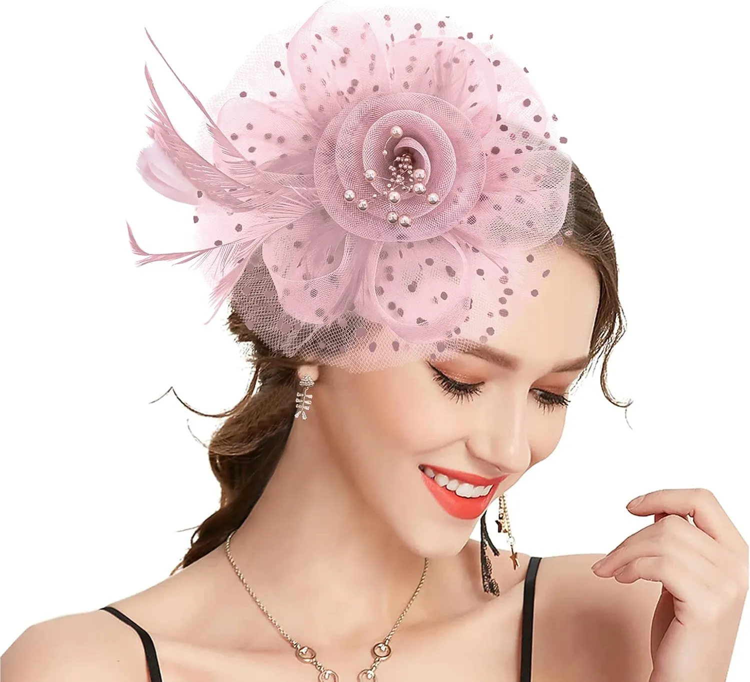 Fascinators for Women, Derby Hats for Lady Tea Party Tea Party Hat for Church Wedding Cocktail