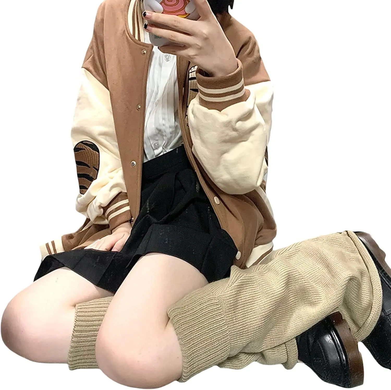Fernvia Womens Lolita Knit Long Socks Leg Warmers Harajuku Japanese Kawaii Boot Socks Winter Ankle Heap Sock