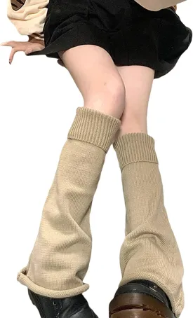 Fernvia Womens Lolita Knit Long Socks Leg Warmers Harajuku Japanese Kawaii Boot Socks Winter Ankle Heap Sock