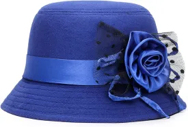 Glamorstar Vintage Felt Cloche Hat Winter Floral Fedora Bucket Hat Bowler Hats