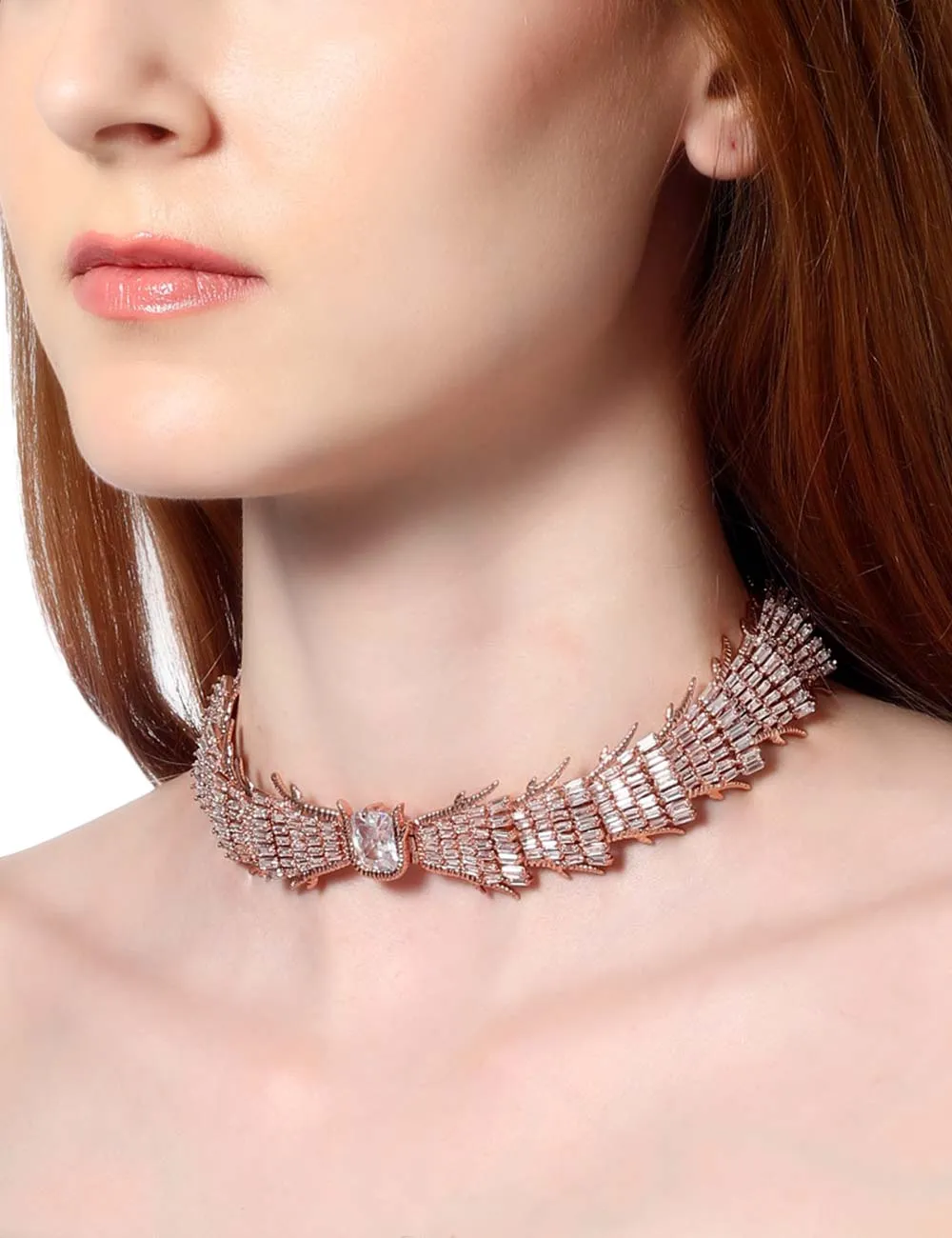 Glazed Rose Choker Necklace