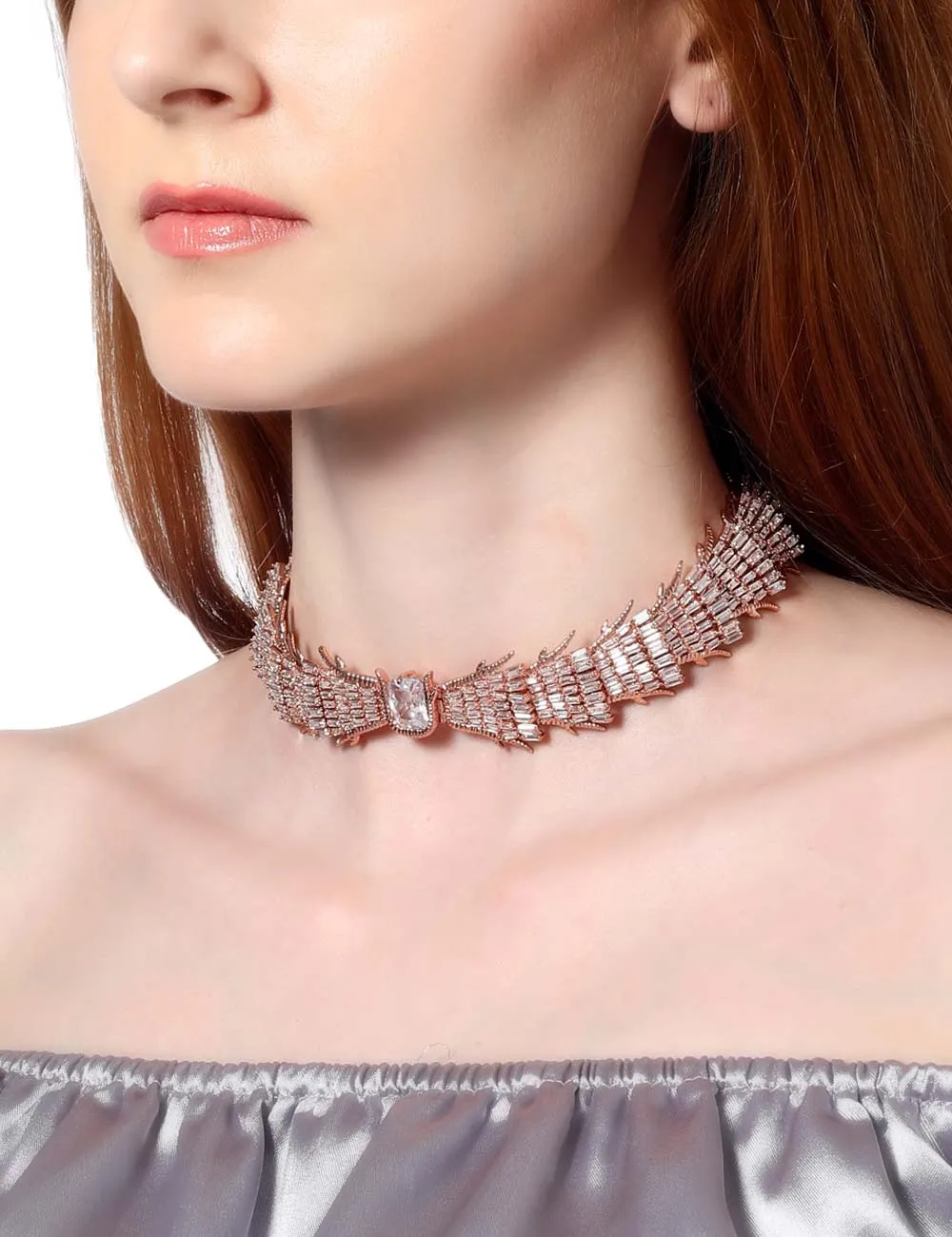 Glazed Rose Choker Necklace
