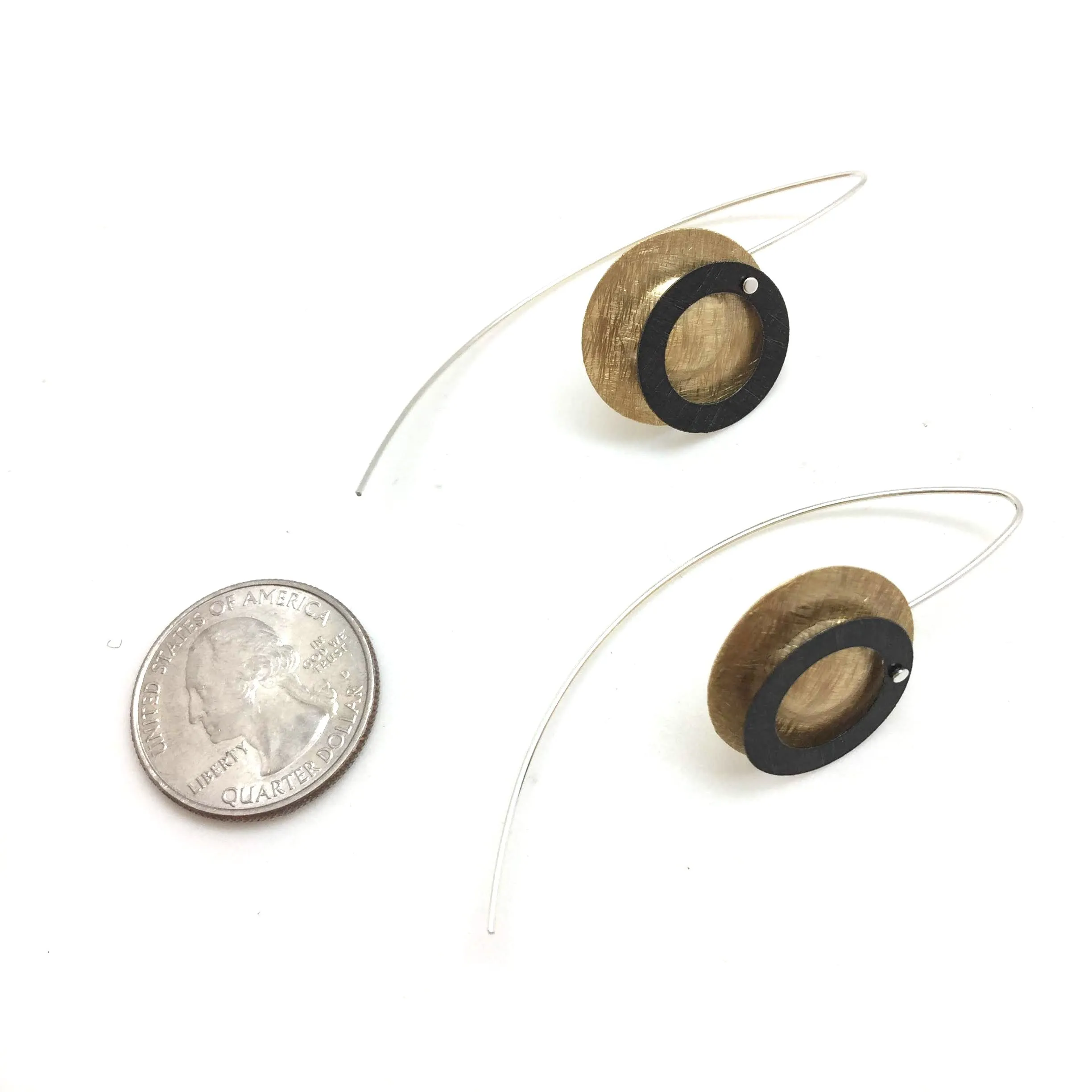 Gold Vermeil and Black Double Circle Earrings