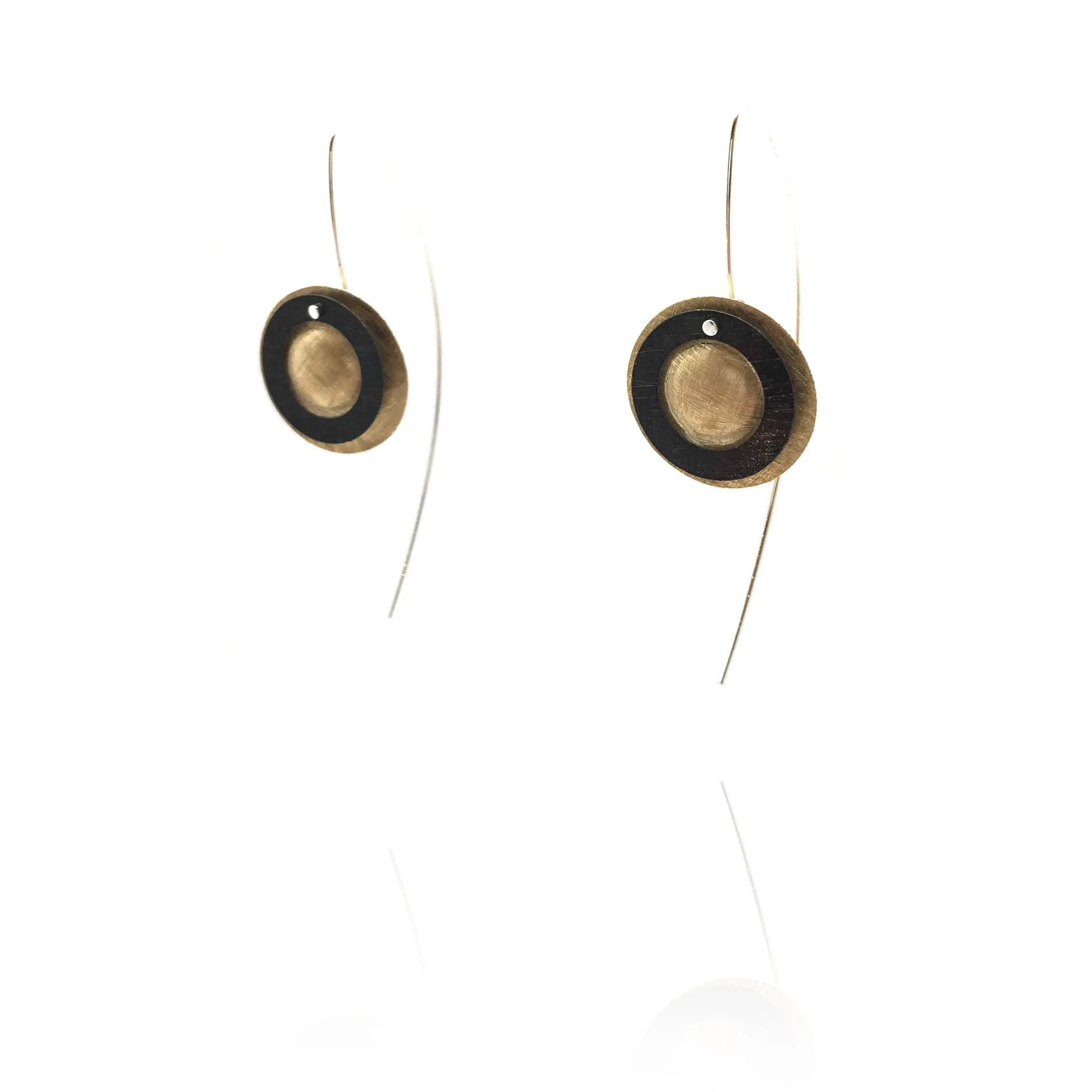 Gold Vermeil and Black Double Circle Earrings