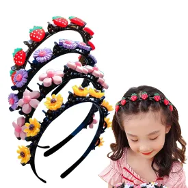 Hairpin, Sweet Princess Hairstyle Hairpin for Girl, Double Layer Headbands with Clips Twist Plait, 4 Pcs