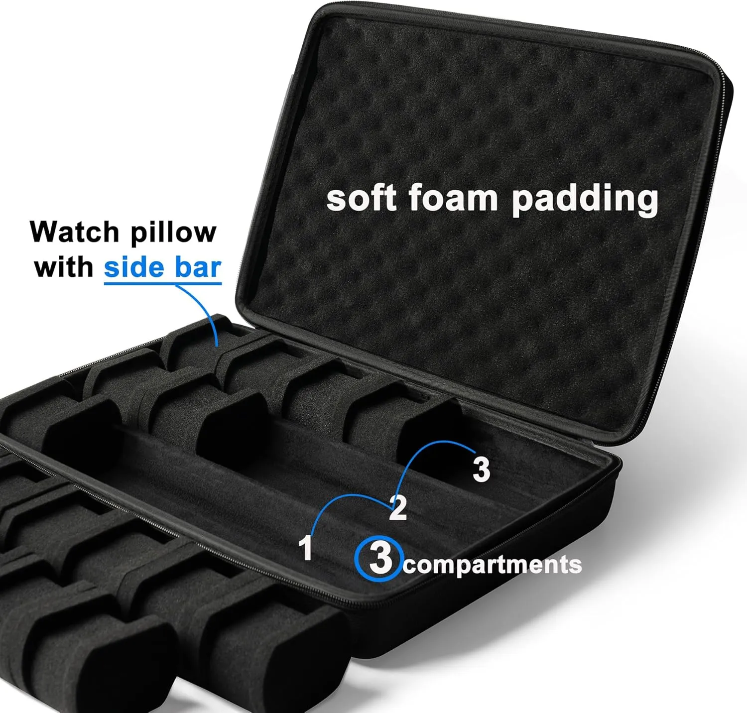 Hardshell watch case, 18 slots watch travel case for men's women's, watch display organizer box holder with form-fitiing watch pillow