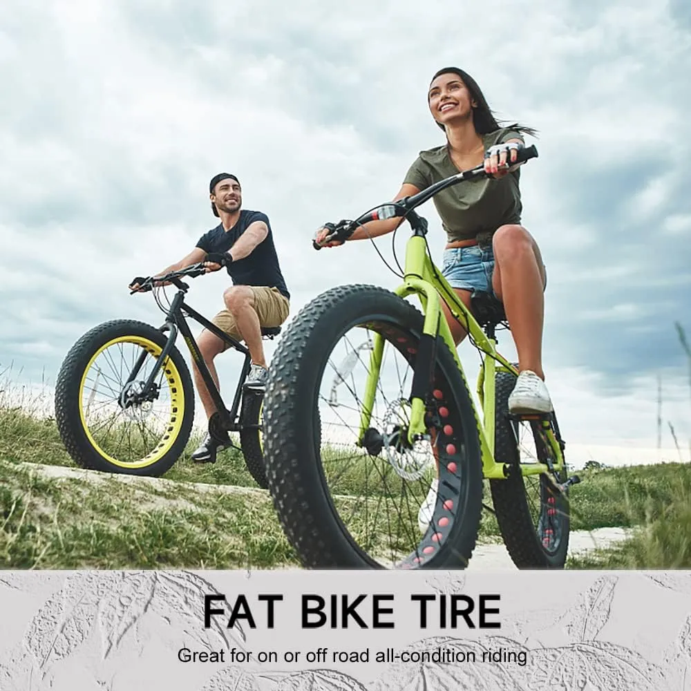 Hycline Fat Bike Replacement Tire: 20x4.0/26x4.0 Inch Puncture Resistant Folding MTB Bicycle Tires, All Terrain High-Density Bike Tires with Street or Trail Riding