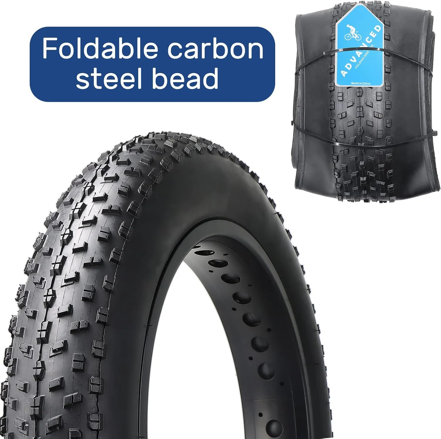 Hycline Fat Bike Replacement Tire: 20x4.0/26x4.0 Inch Puncture Resistant Folding MTB Bicycle Tires, All Terrain High-Density Bike Tires with Street or Trail Riding