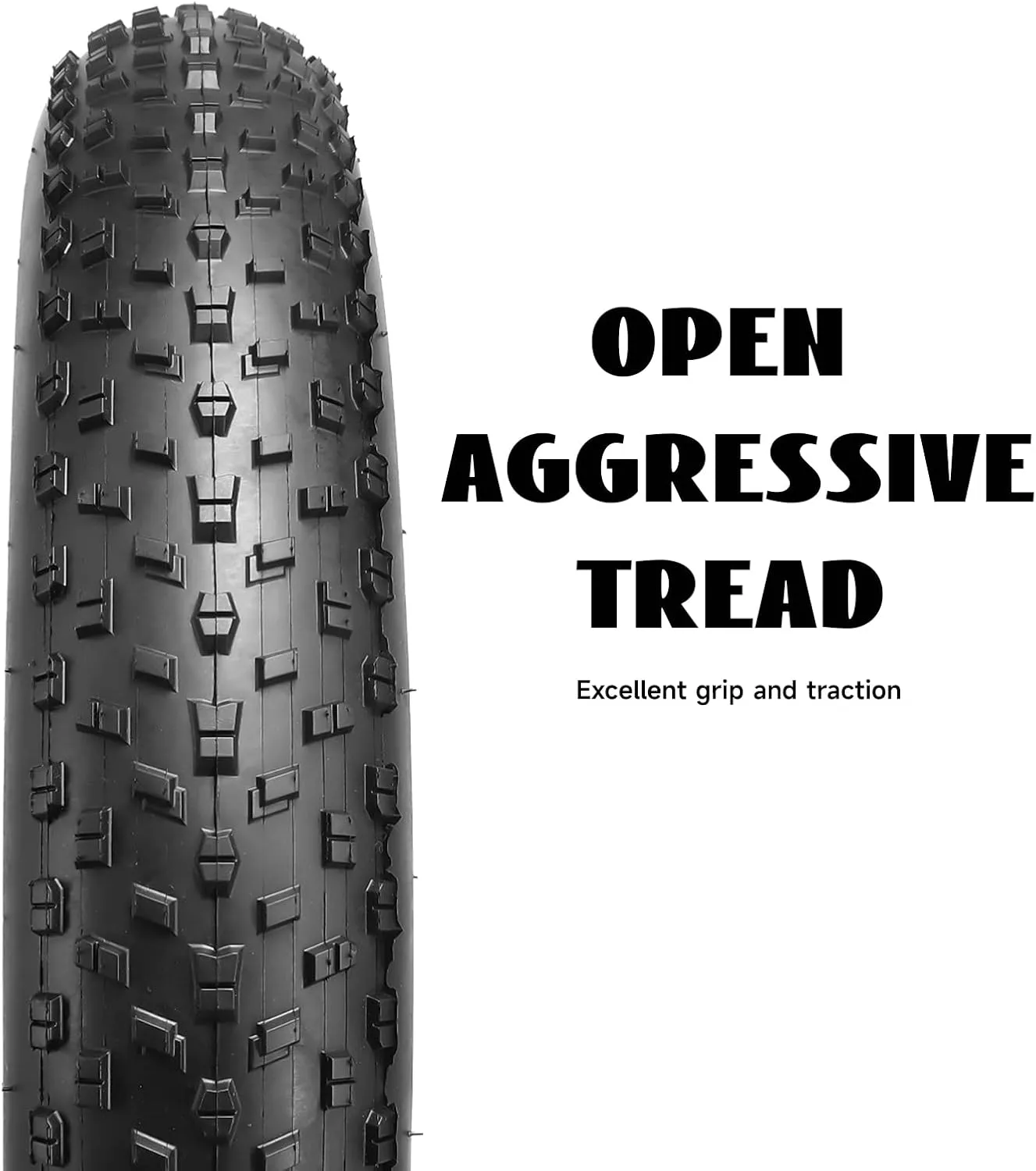 Hycline Fat Bike Replacement Tire: 20x4.0/26x4.0 Inch Puncture Resistant Folding MTB Bicycle Tires, All Terrain High-Density Bike Tires with Street or Trail Riding