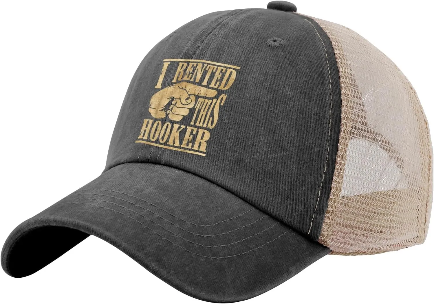 I Rented This Hooker, Funny Adult Humor Saying Sun hat Men's hat AllBlack Black Bucket hat Gifts for Boyfriends