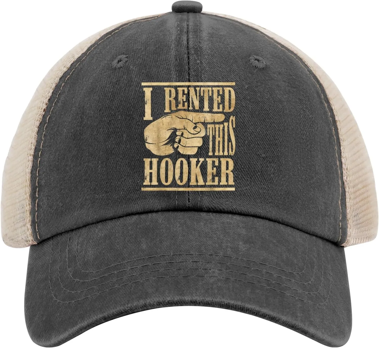 I Rented This Hooker, Funny Adult Humor Saying Sun hat Men's hat AllBlack Black Bucket hat Gifts for Boyfriends