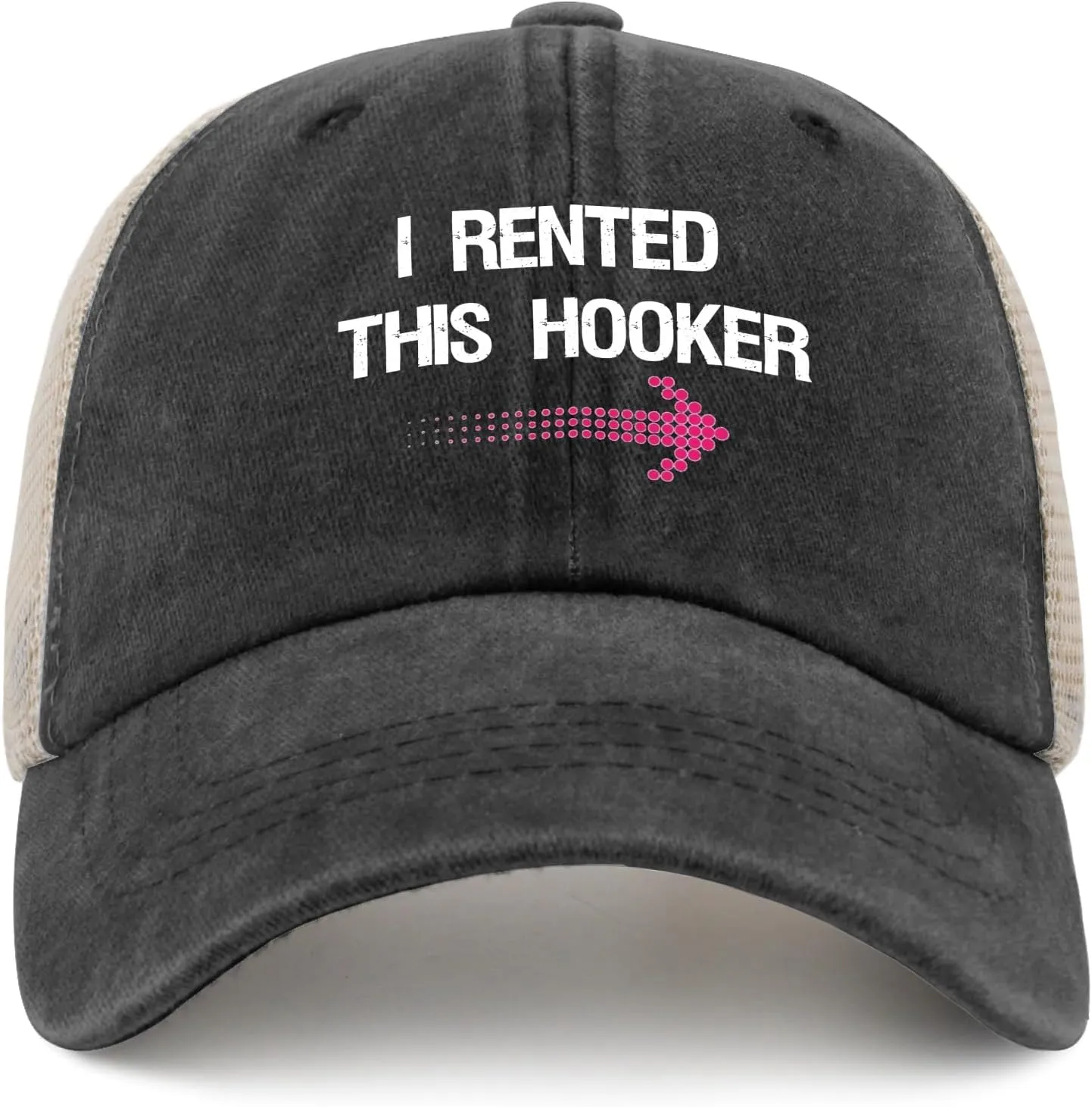 I Rented This Hooker, Funny Adult Humor Saying Sun hat Men's hat AllBlack Black Bucket hat Gifts for Boyfriends