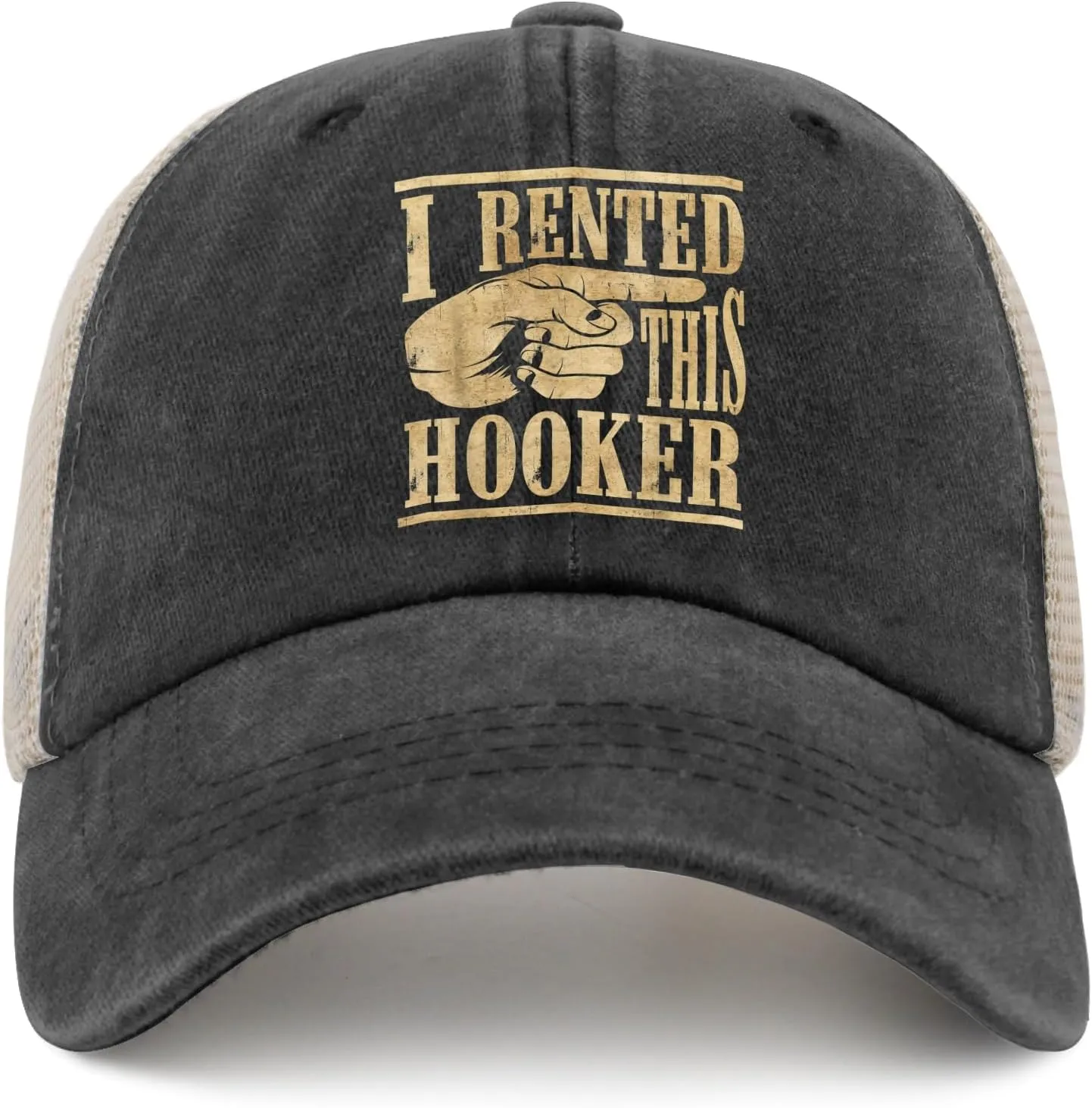 I Rented This Hooker, Funny Adult Humor Saying Sun hat Men's hat AllBlack Black Bucket hat Gifts for Boyfriends