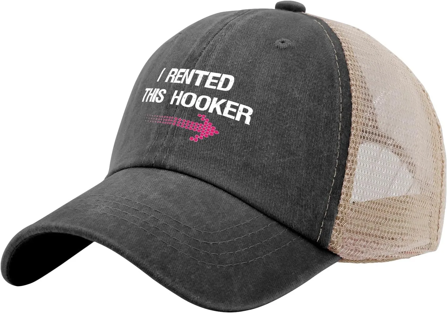 I Rented This Hooker, Funny Adult Humor Saying Sun hat Men's hat AllBlack Black Bucket hat Gifts for Boyfriends