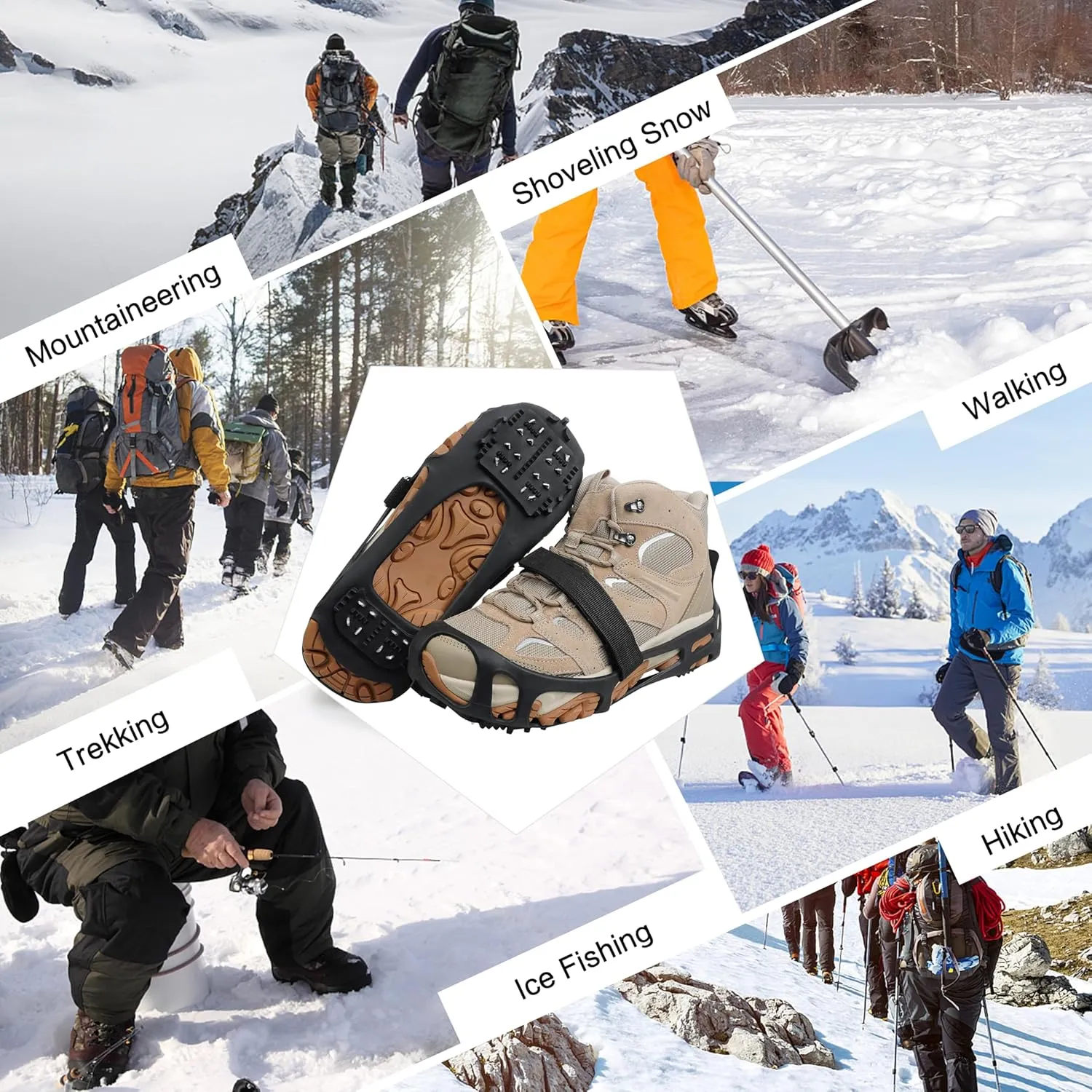 Ice Cleats Snow Traction Cleats Crampons for Walking on Snow and Ice,Non-Slip Overshoe Grippers Anti Slip Footwear for Shoes and Boots