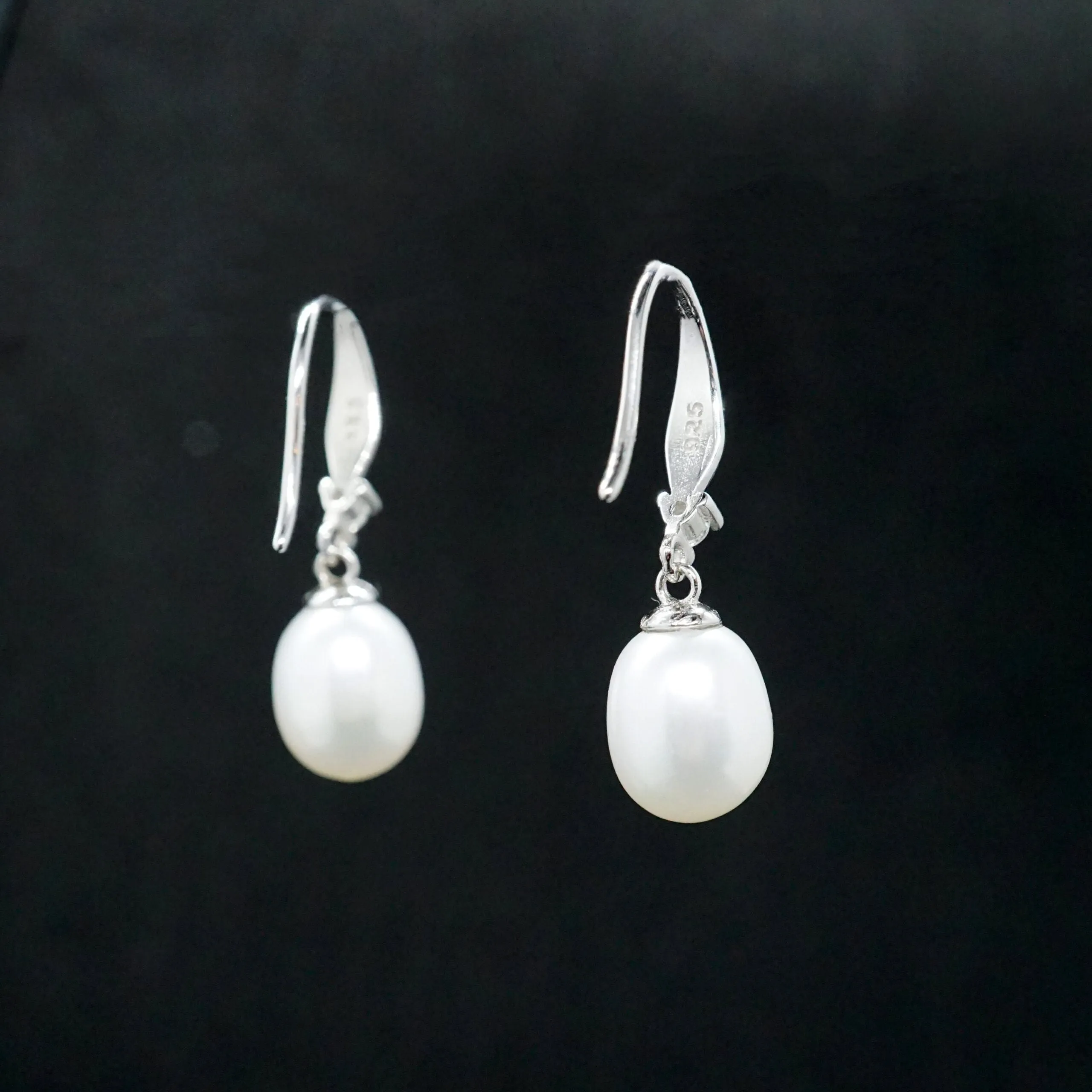 Isla X - Real Silver Freshwater Pearl Drop Earrings
