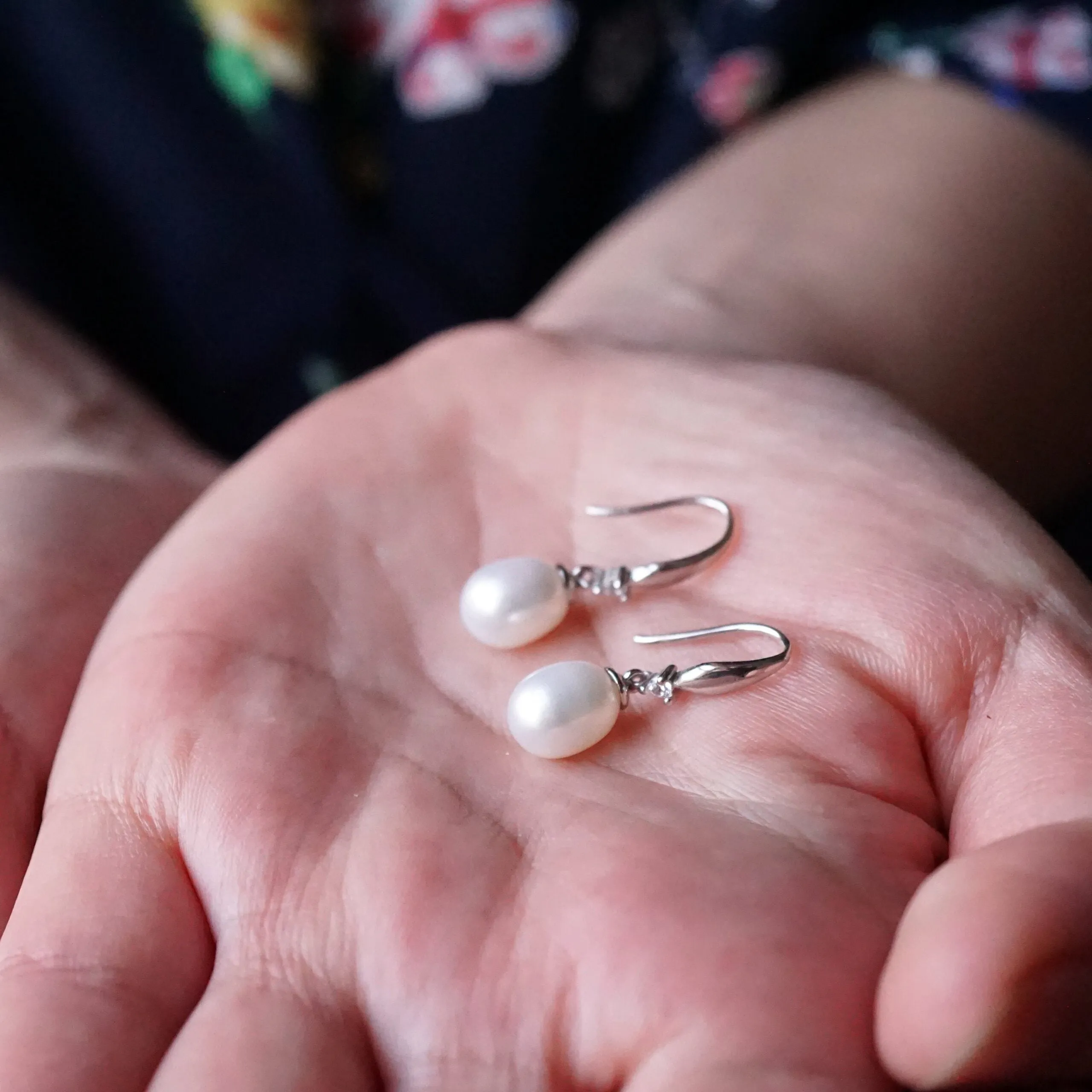 Isla X - Real Silver Freshwater Pearl Drop Earrings