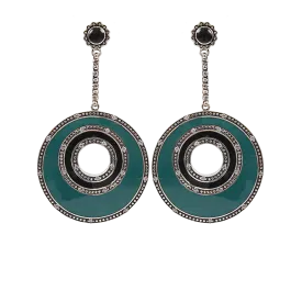 Jade Black Resin Circle Earrings