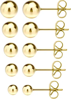 JewelrieShop Ball Earrings 316L Surgical Steel Earrings Round Ball Stud Earrings Set for Women