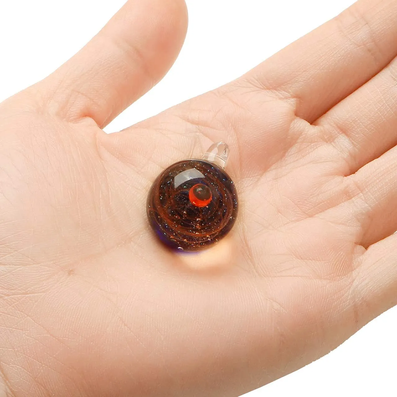 Jovivi Unique Design Glass Universe Ball Necklace Galaxy Planet Pendant Nebula Ribbon Vortex Cosmos Series