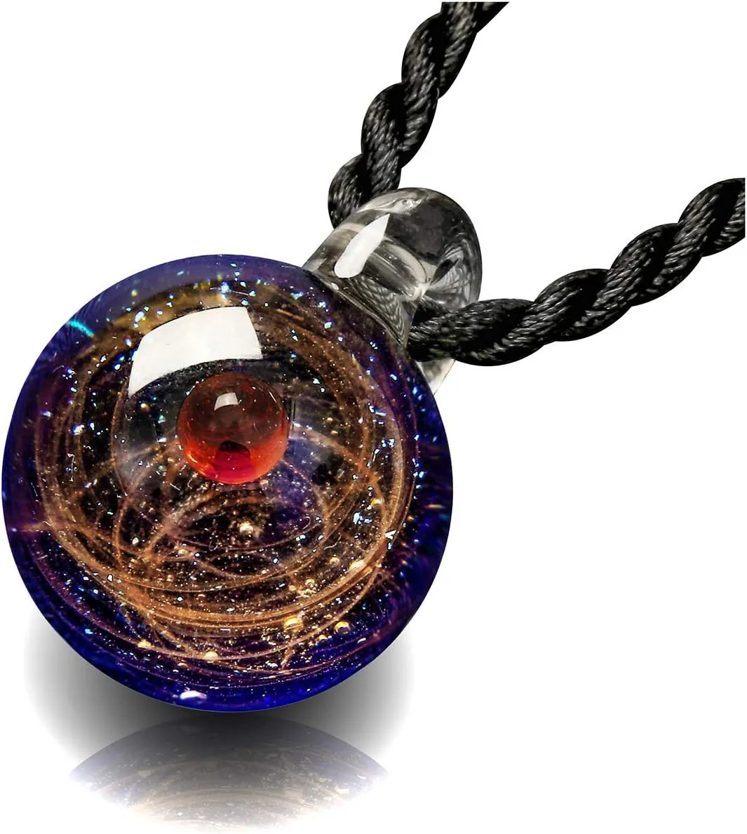 Jovivi Unique Design Glass Universe Ball Necklace Galaxy Planet Pendant Nebula Ribbon Vortex Cosmos Series