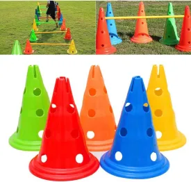 KENANLAN Sport Training Cone, 5 Pcs Soccer Training Cones Tapered Obstacle Bar Bucket Sign Barrier with Holes