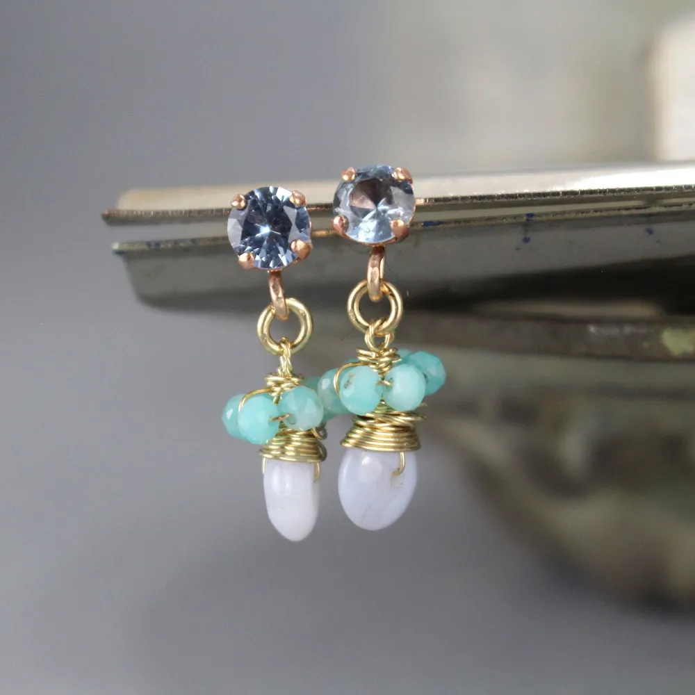 Light Blue Zircon Dew Earrings
