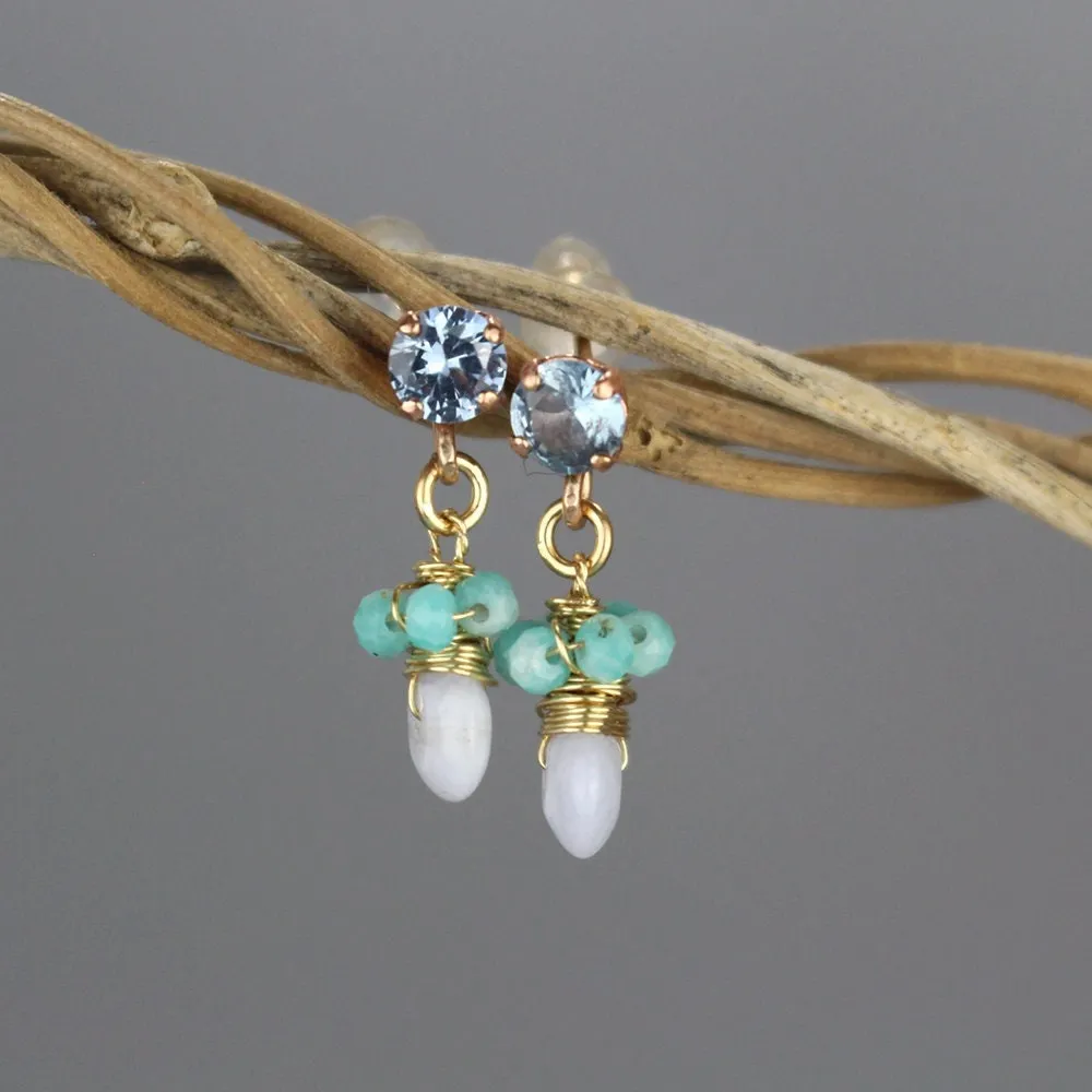Light Blue Zircon Dew Earrings