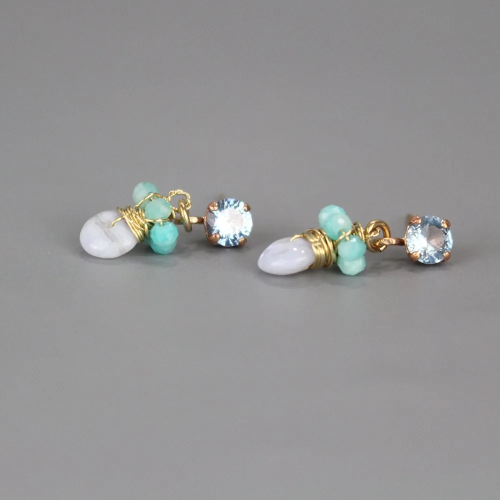 Light Blue Zircon Dew Earrings
