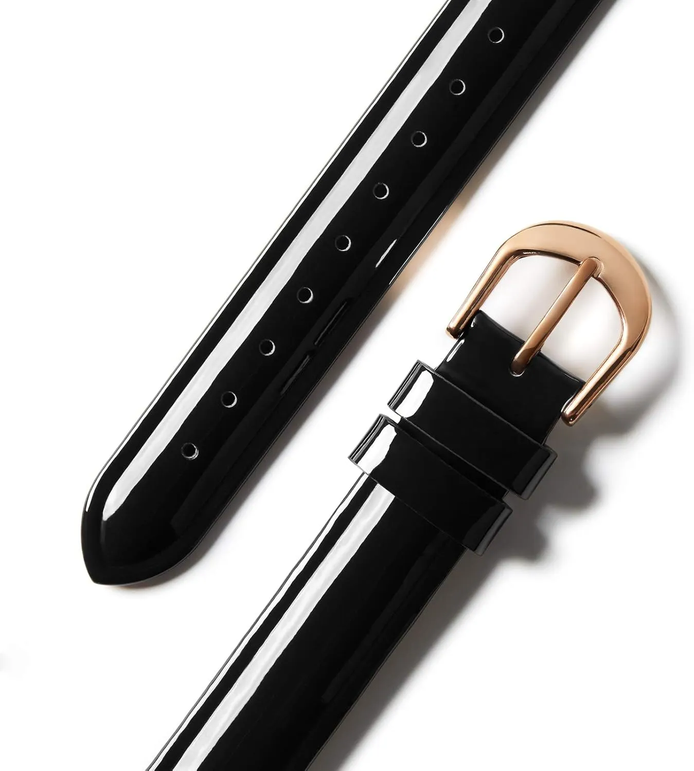 Mazoft Patent Leather Slim Bands Compatible with Apple Watch Band 38mm 40mm 41mm 42mm 44mm 45mm 49mm, Glossy Leather Women Thin Strap for iWatch Ultra2&1 Series 9 8 7 6 5 SE 4 3 2 1 (Black)
