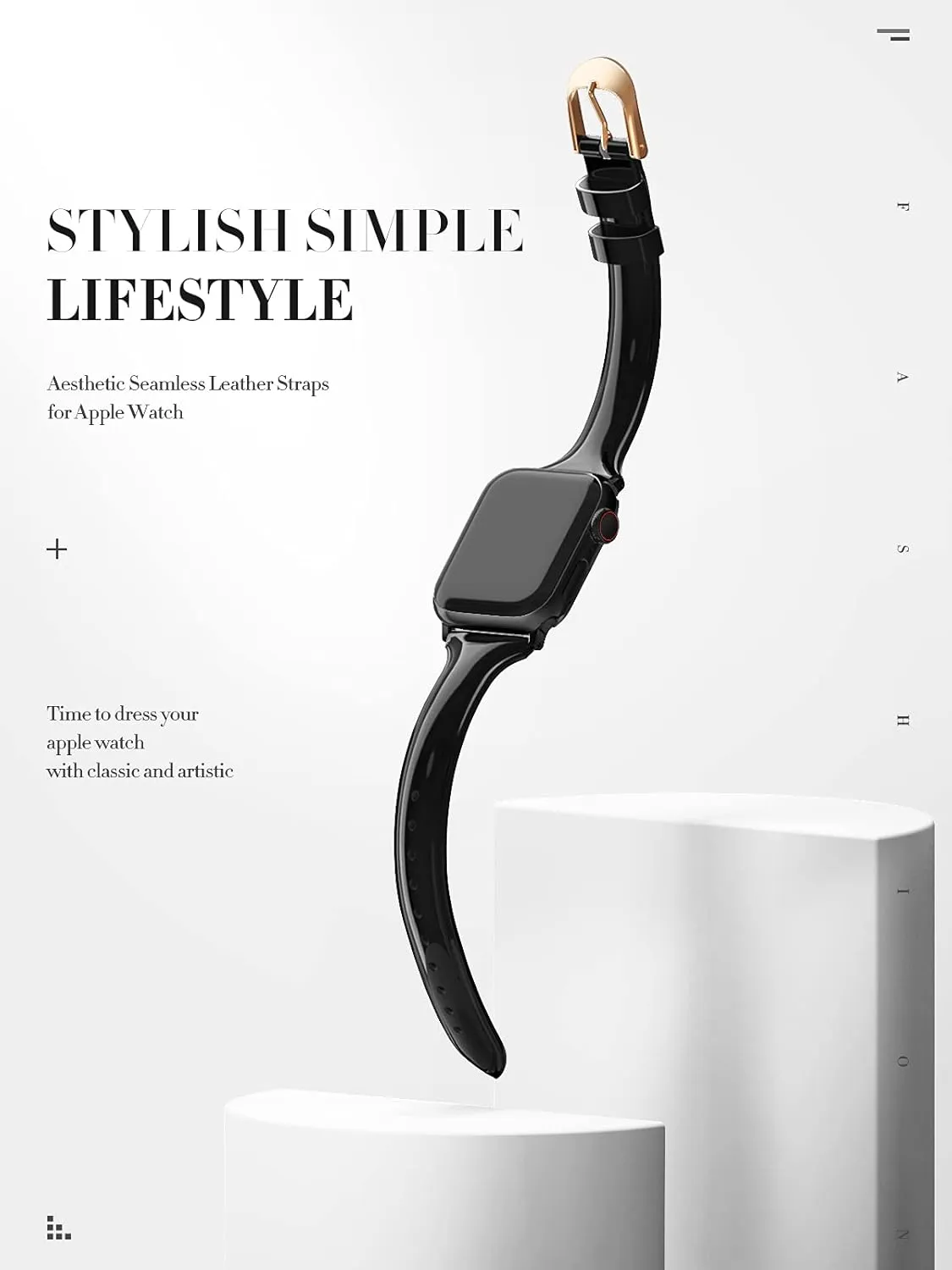 Mazoft Patent Leather Slim Bands Compatible with Apple Watch Band 38mm 40mm 41mm 42mm 44mm 45mm 49mm, Glossy Leather Women Thin Strap for iWatch Ultra2&1 Series 9 8 7 6 5 SE 4 3 2 1 (Black)