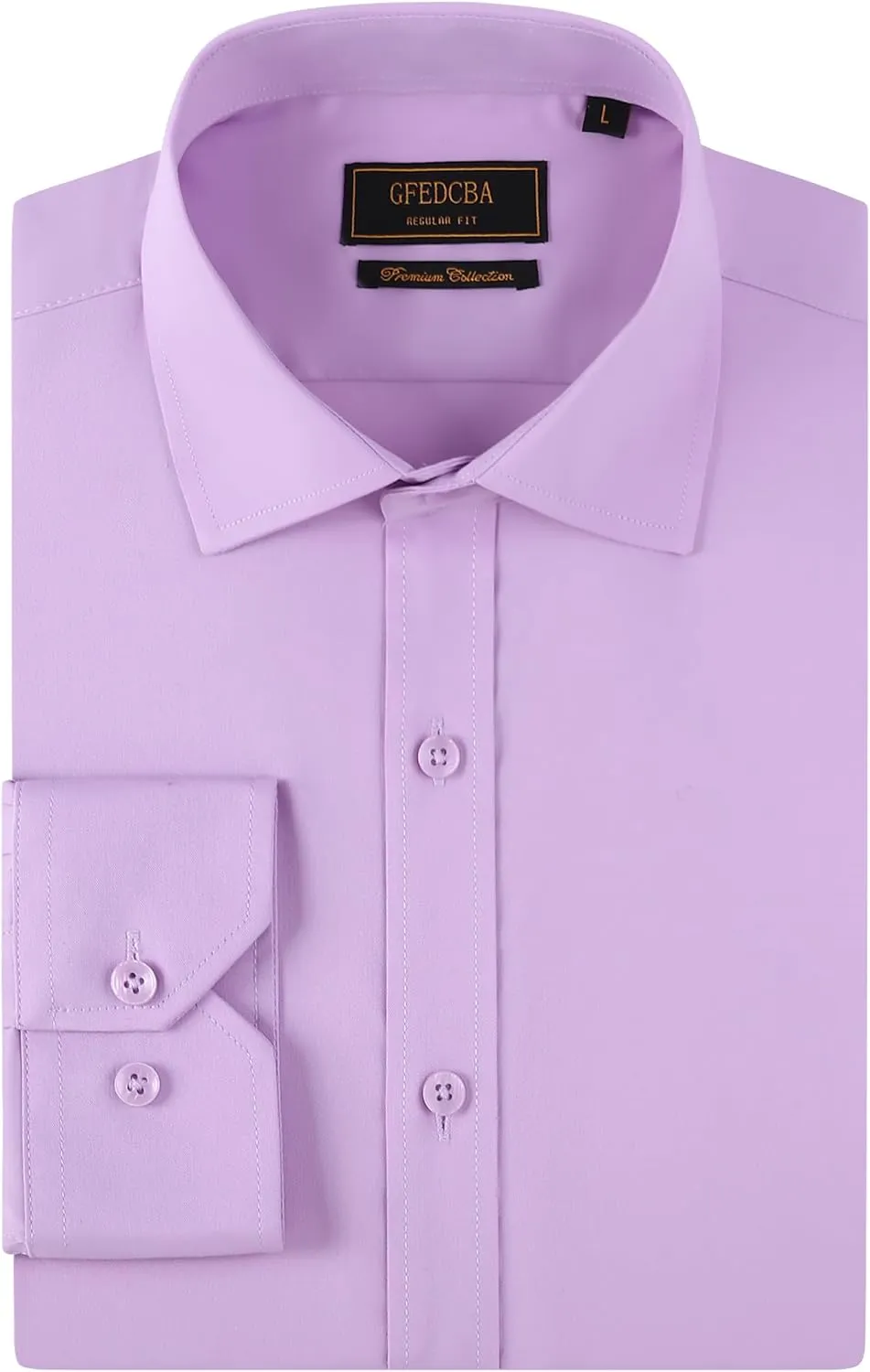 Men's Dress Shirts Wrinkle-Free Long Sleeve Stretch Solid Formal Business Spread Collar Regular fit Shirt