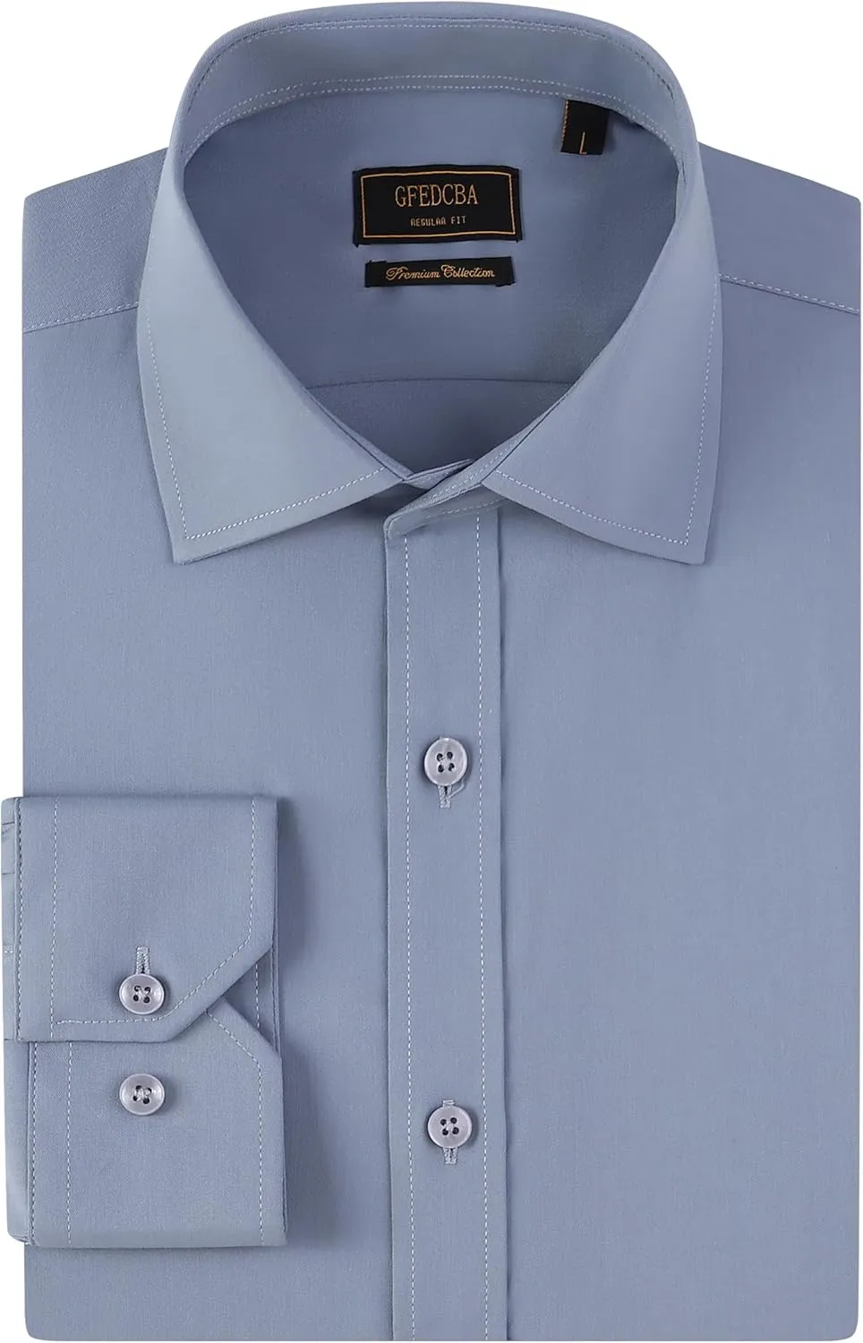 Men's Dress Shirts Wrinkle-Free Long Sleeve Stretch Solid Formal Business Spread Collar Regular fit Shirt