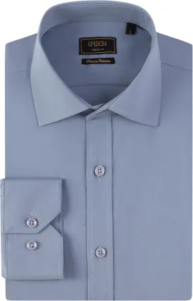 Men's Dress Shirts Wrinkle-Free Long Sleeve Stretch Solid Formal Business Spread Collar Regular fit Shirt