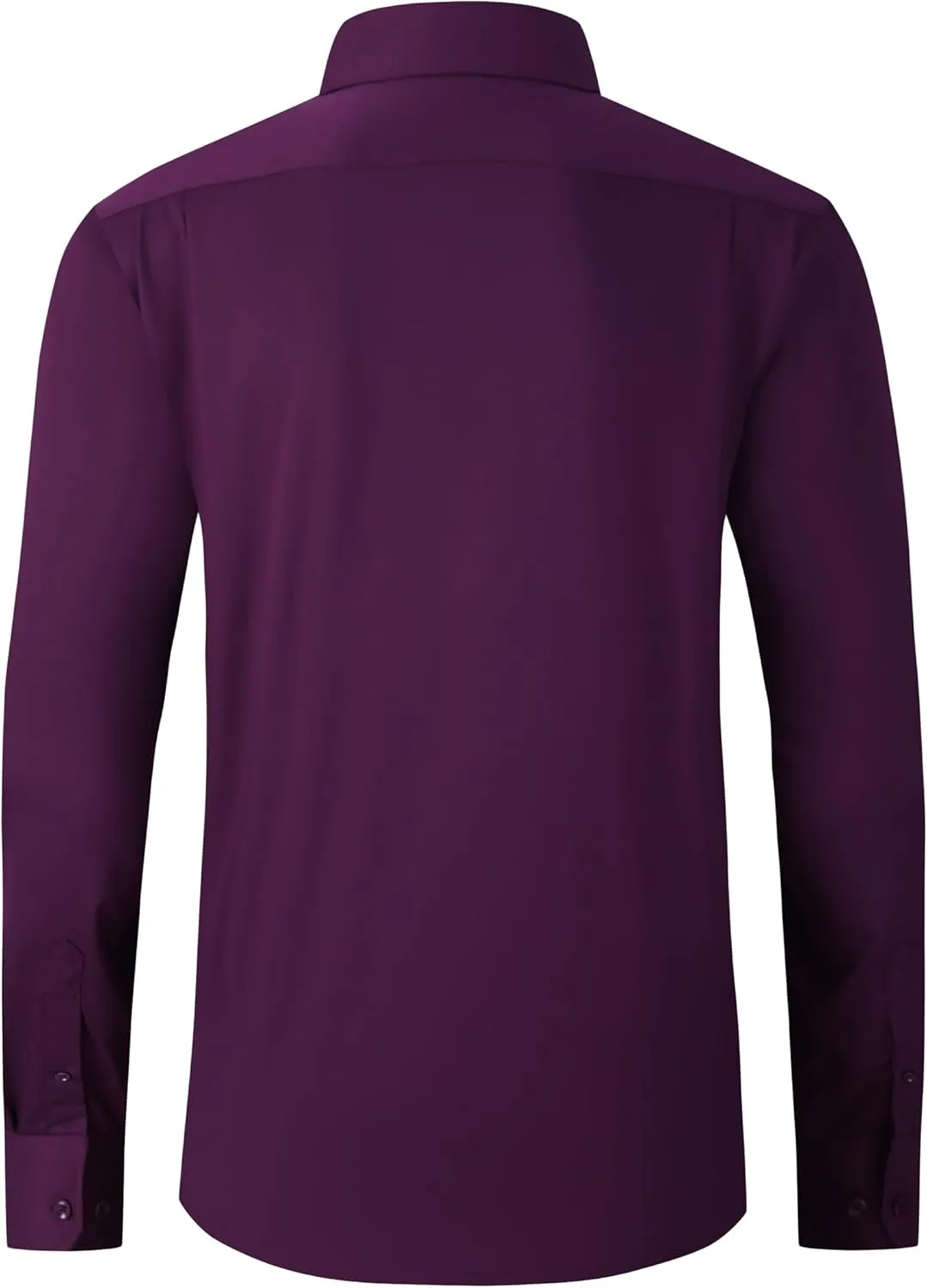 Men's Dress Shirts Wrinkle-Free Long Sleeve Stretch Solid Formal Business Spread Collar Regular fit Shirt