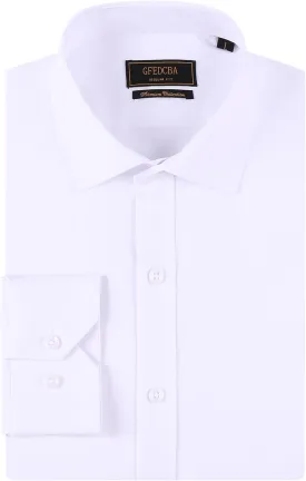 Men's Dress Shirts Wrinkle-Free Long Sleeve Stretch Solid Formal Business Spread Collar Regular fit Shirt