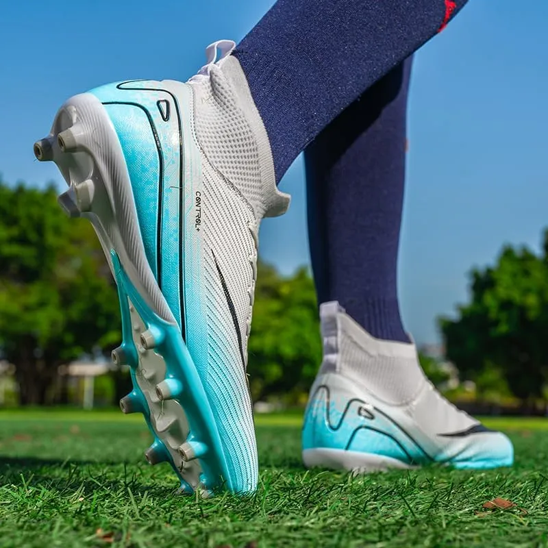 Men's Soccer Shoes Cleats Professional High-Top Athletic Turf Football Shoes Outdoor Indoor Professional Futsal Football Training Sneakers
