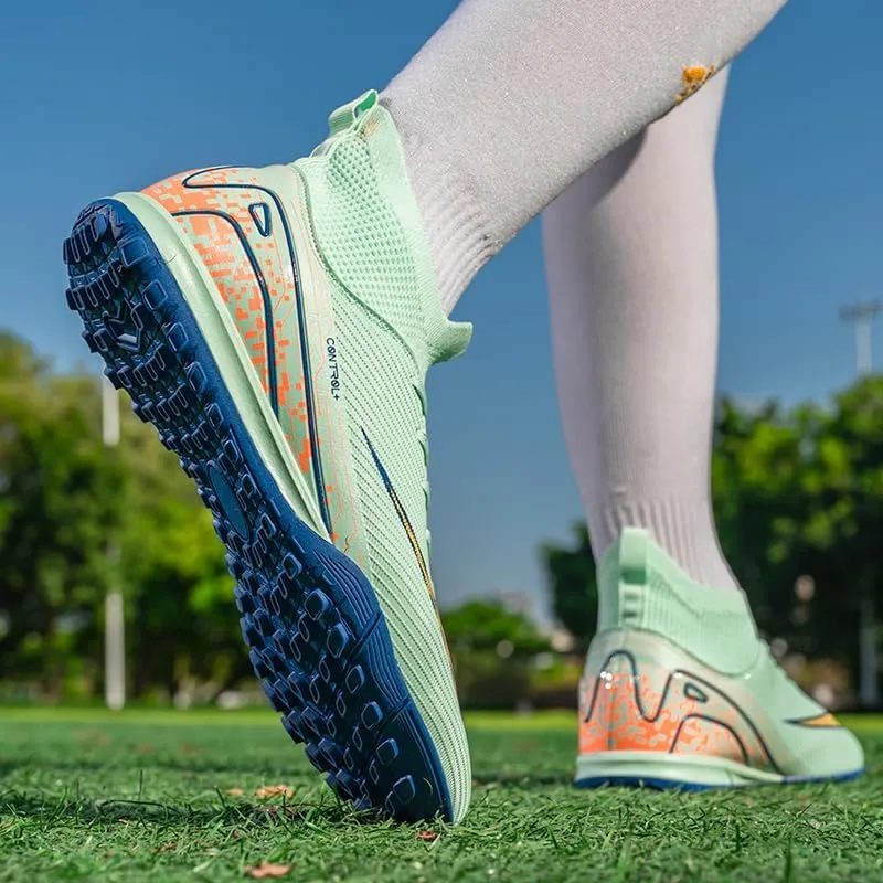 Men's Soccer Shoes Cleats Professional High-Top Athletic Turf Football Shoes Outdoor Indoor Professional Futsal Football Training Sneakers