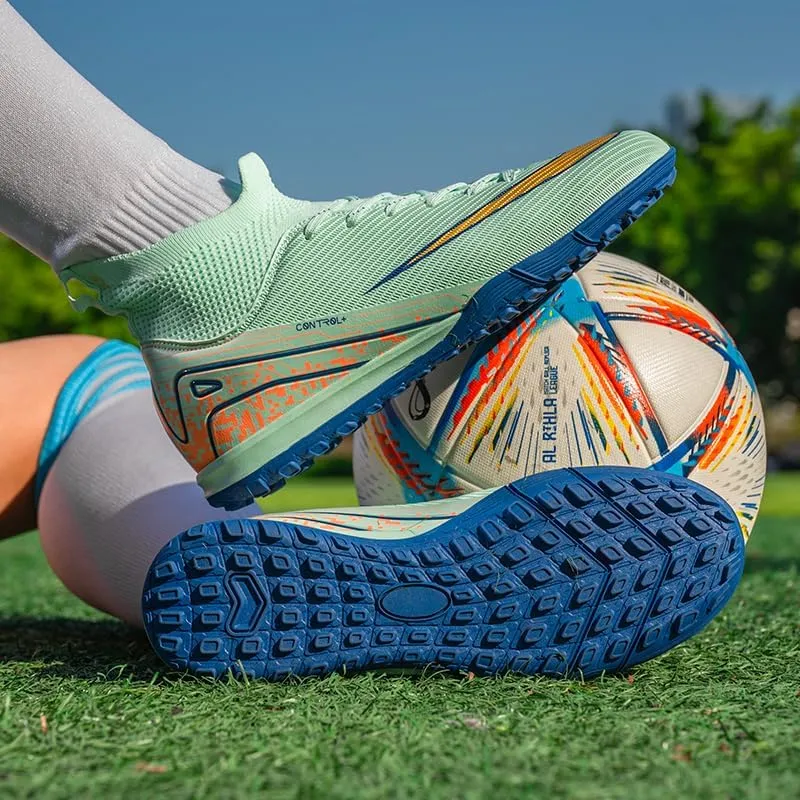 Men's Soccer Shoes Cleats Professional High-Top Athletic Turf Football Shoes Outdoor Indoor Professional Futsal Football Training Sneakers